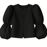Front view of Black Balloon sleeve blouse