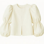 Front view of White Balloon sleeve blouse