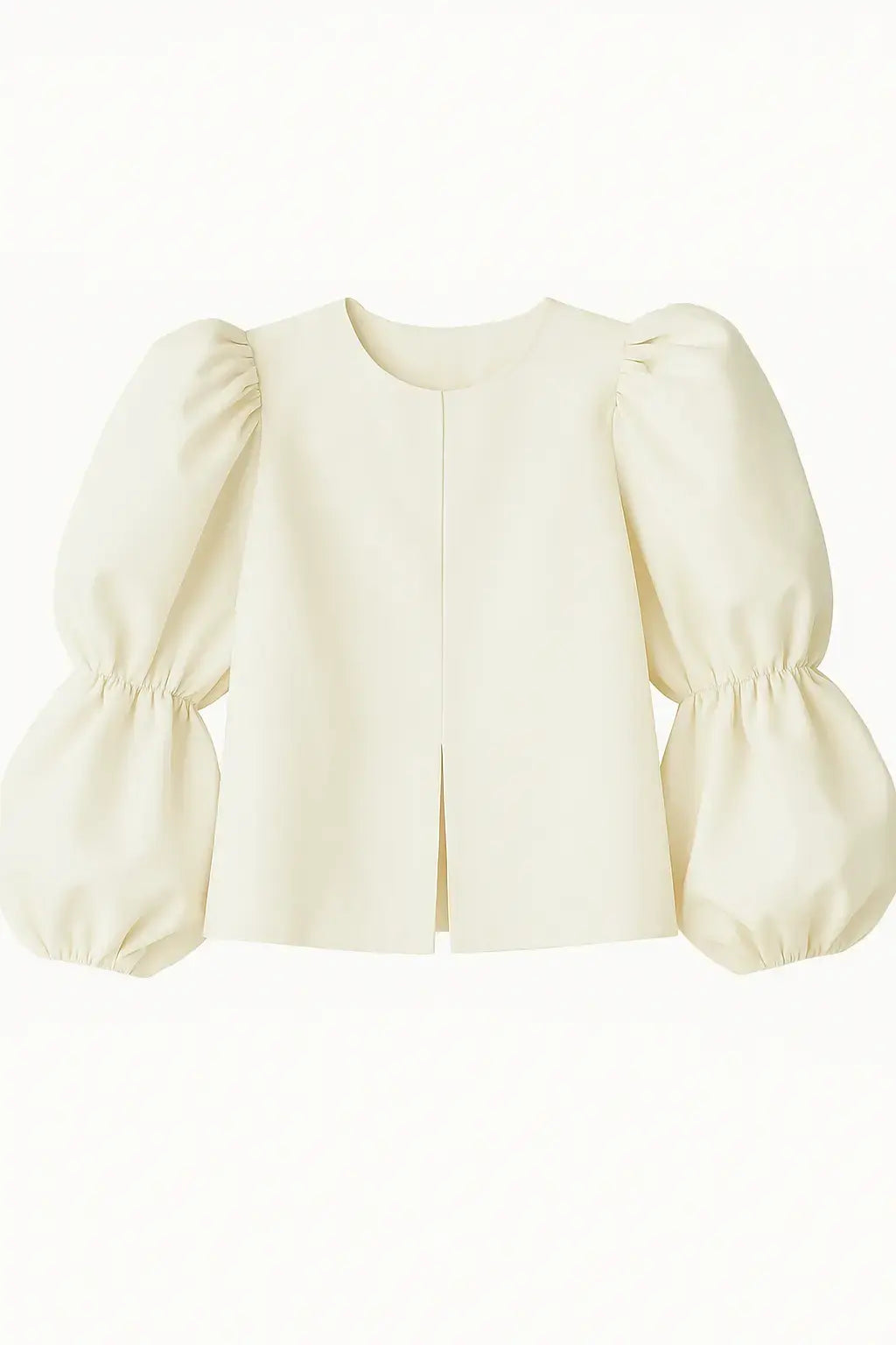 Front view of White Balloon sleeve blouse