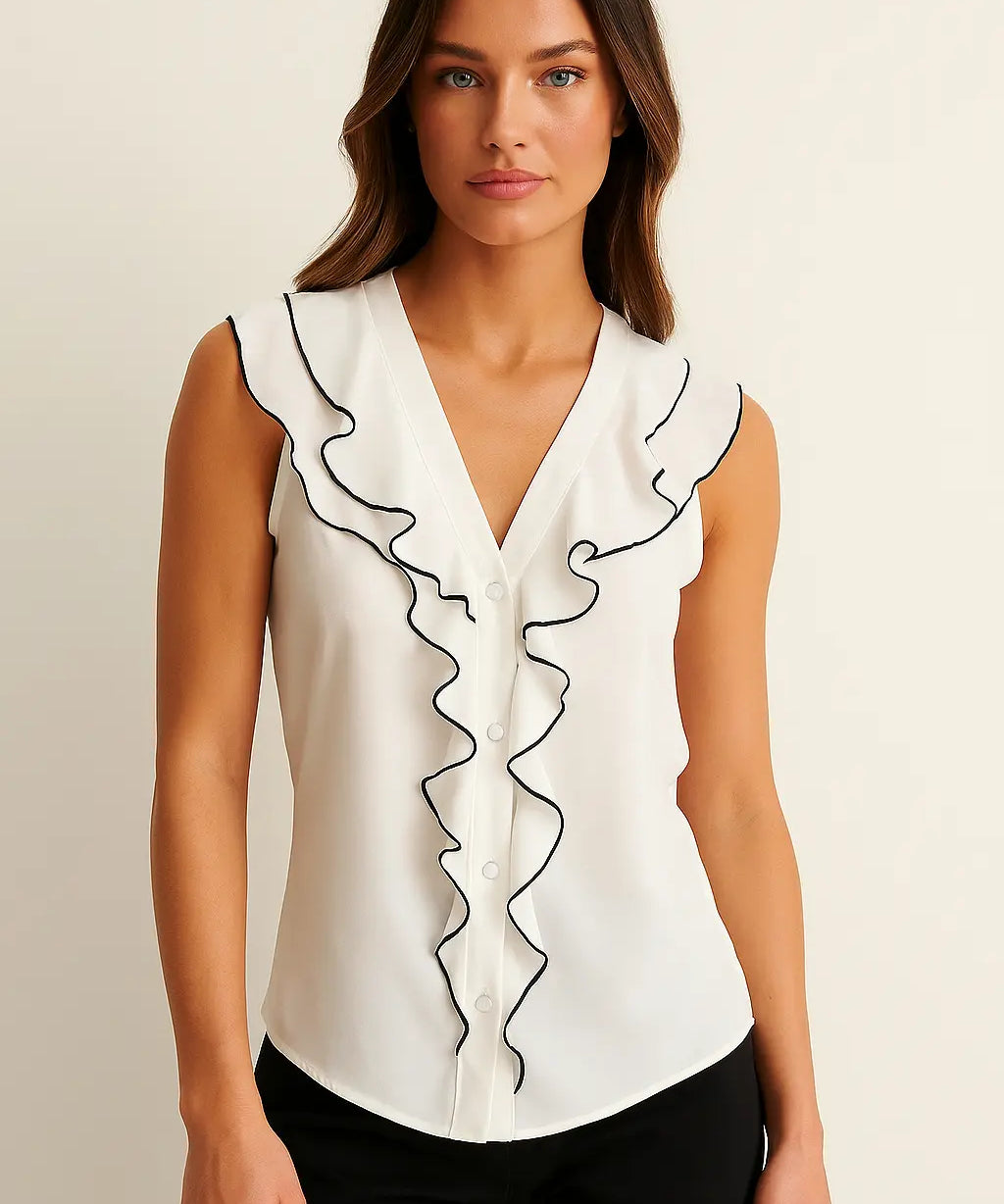 Belle Blouse shown in a lifestyle setting