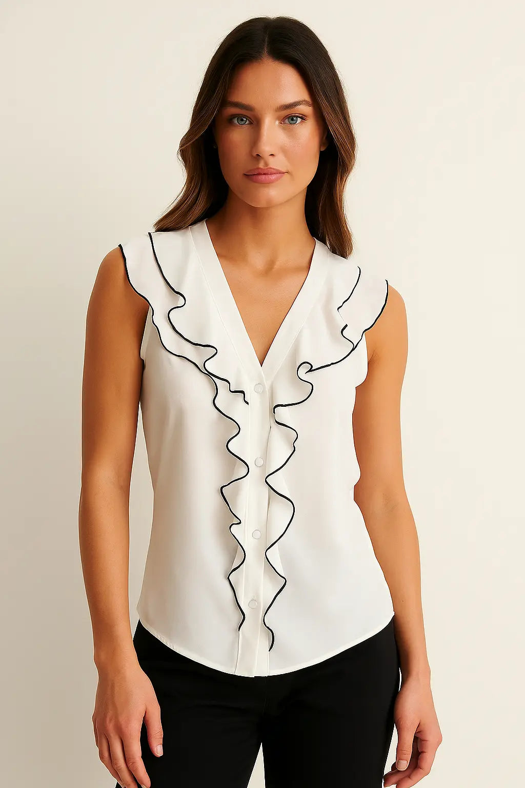 Belle Blouse shown in a lifestyle setting