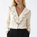 Front view of Belle Blouse long sleeve, alternate view