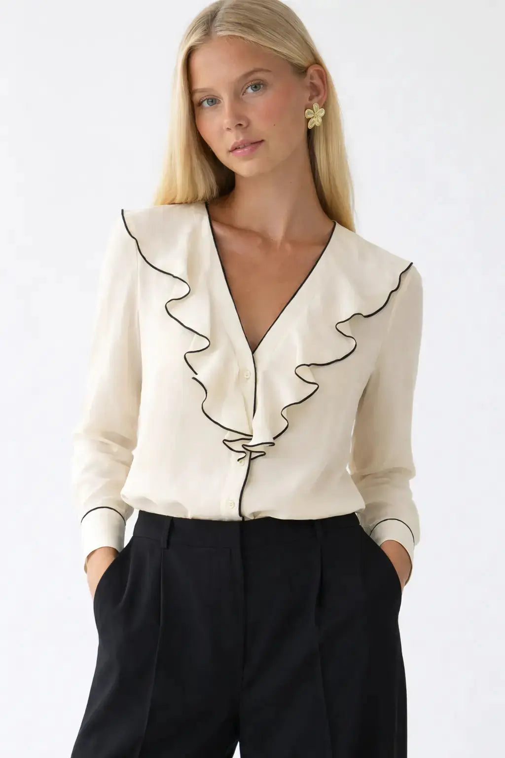 Front view of Belle Blouse long sleeve, alternate view