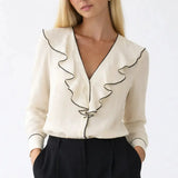 Front view of Belle Blouse long sleeve, alternate view