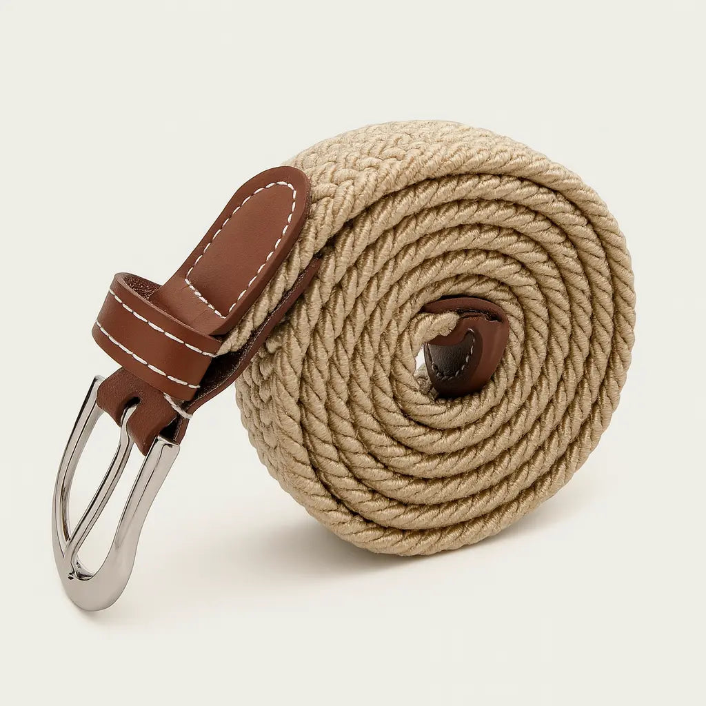 Front view of Beige Bergman Leather
