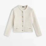 Front view of Creme Bianca Cardigan