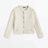 Front view of Creme Bianca Cardigan