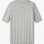 Back view of BIELLA Cable Knit Polo, full view