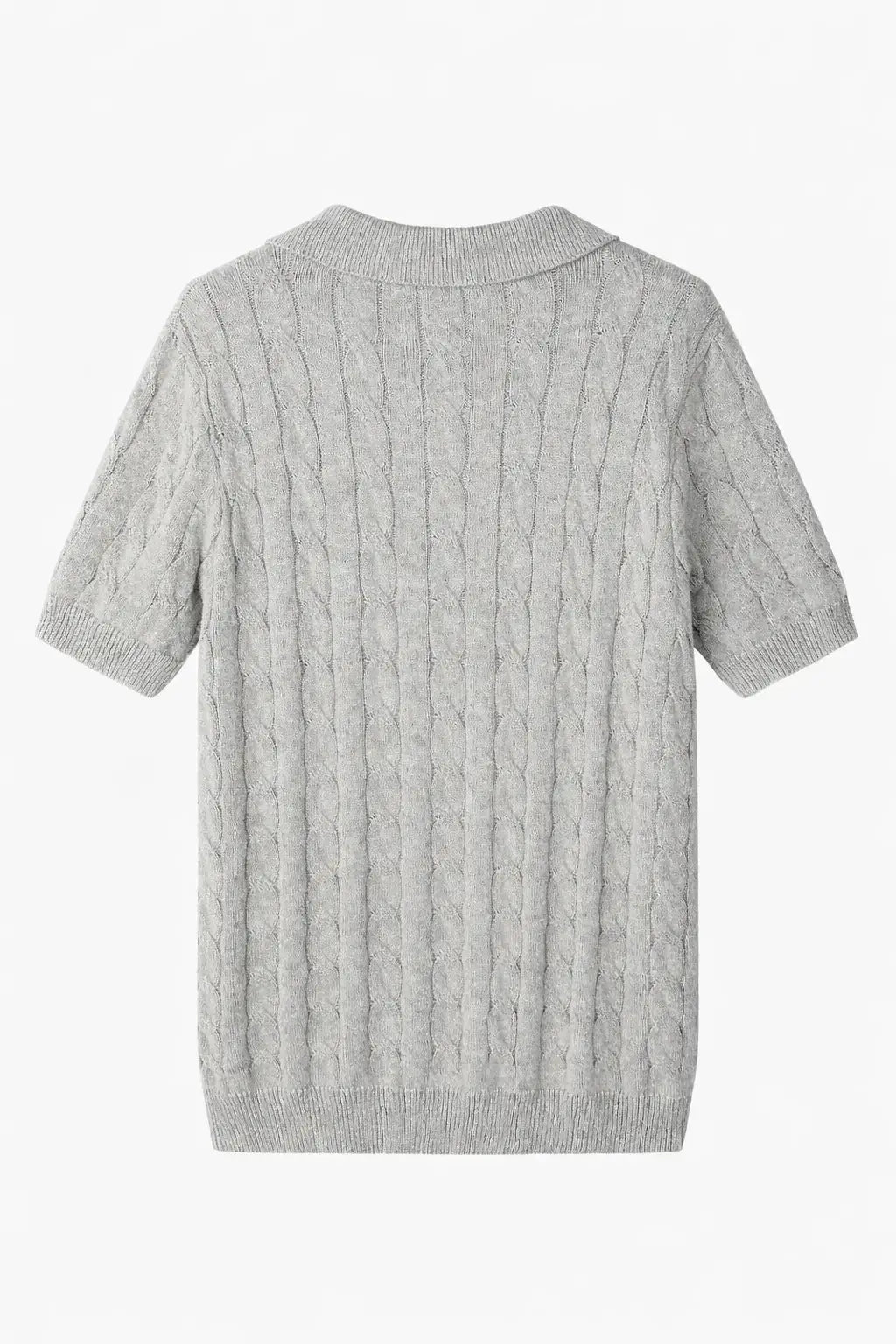 Back view of BIELLA Cable Knit Polo, full view