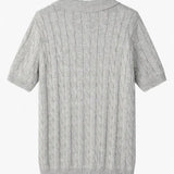 Back view of BIELLA Cable Knit Polo, full view