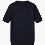 Back view of BIELLA Cable Knit Polo