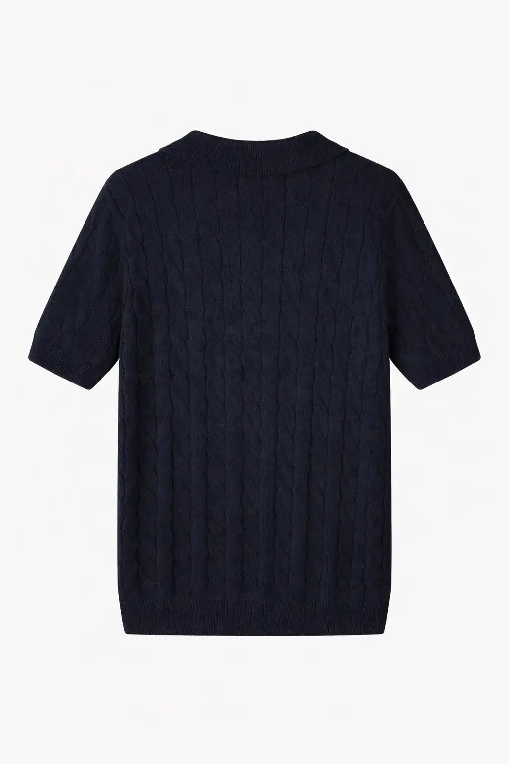 Back view of BIELLA Cable Knit Polo