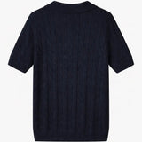 Back view of BIELLA Cable Knit Polo