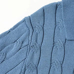Close-up detail of BIELLA Cable Knit Polo, fabric detail