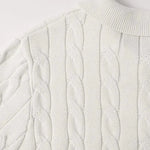 Close-up detail of BIELLA Cable Knit Polo, texture detail