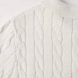 Close-up detail of BIELLA Cable Knit Polo, texture detail