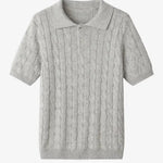 Front view of Beige BIELLA Cable Knit Polo