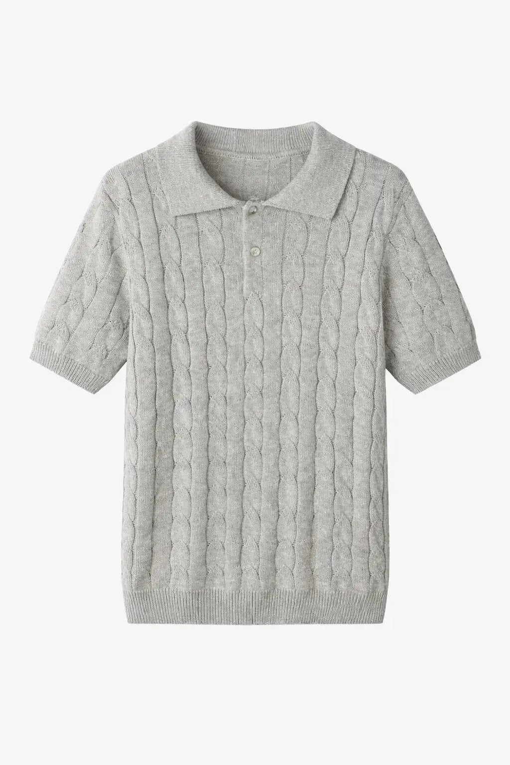 Front view of Beige BIELLA Cable Knit Polo