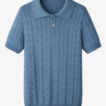 Front view of Blue BIELLA Cable Knit Polo