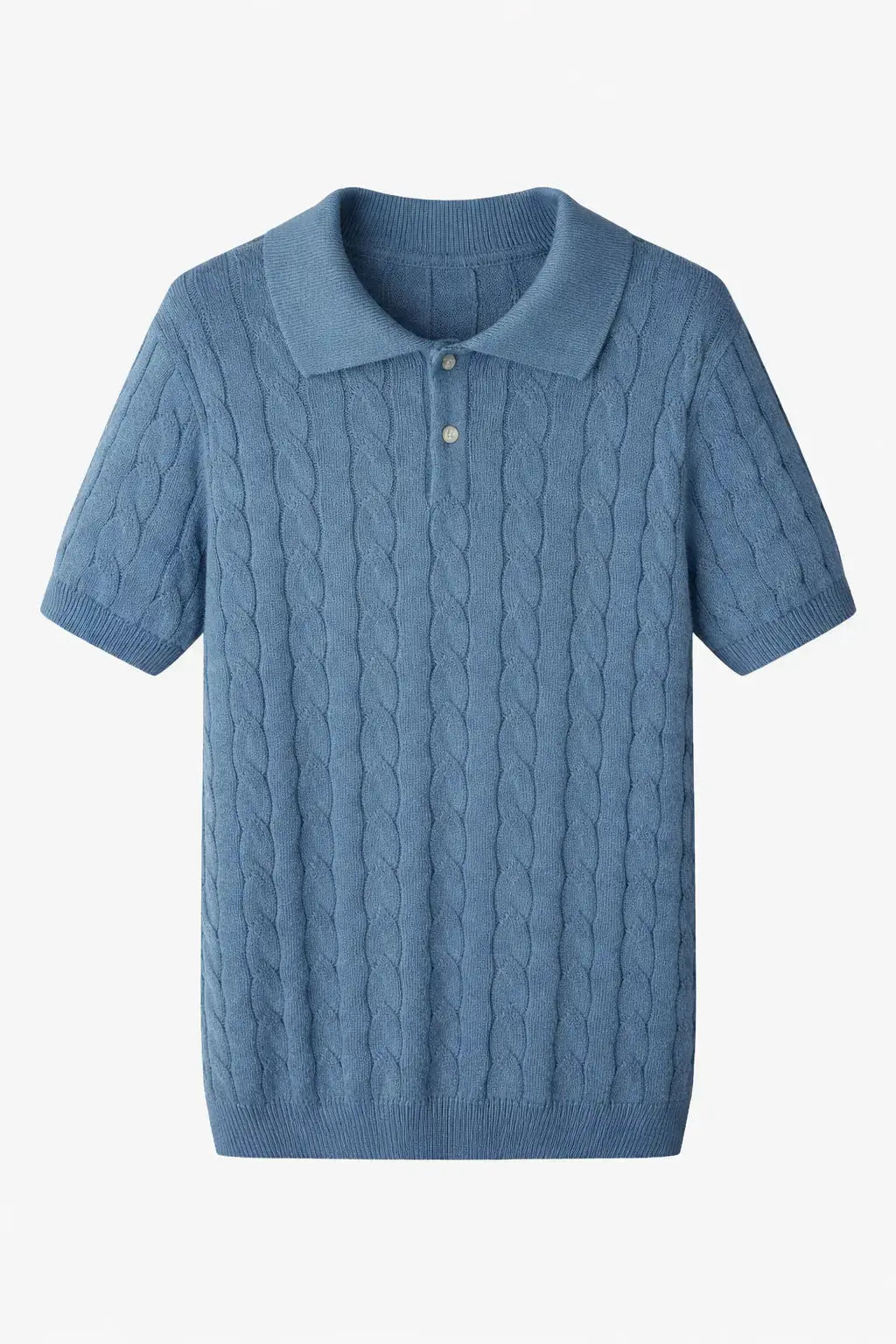 Front view of Blue BIELLA Cable Knit Polo