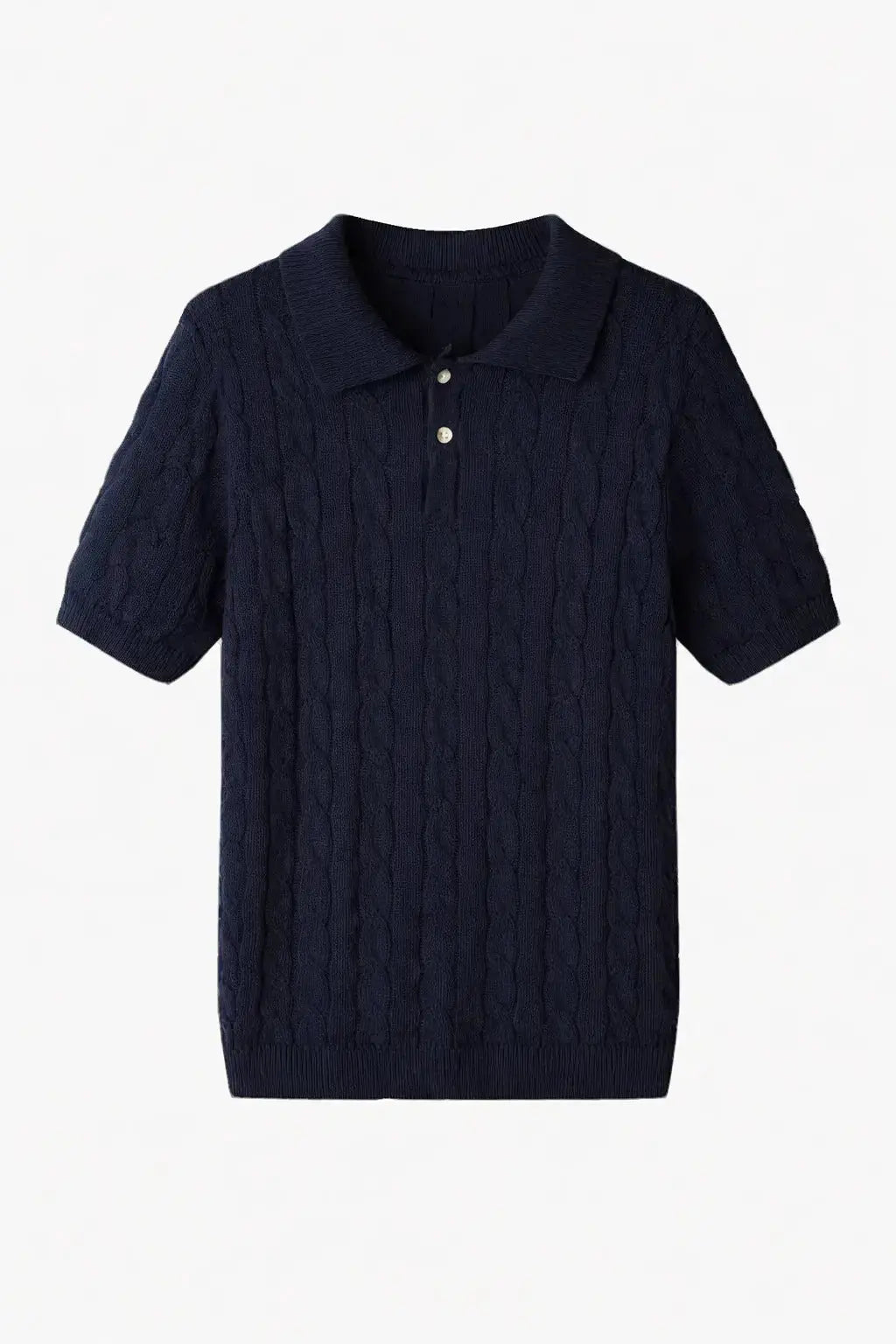 Front view of Navy BIELLA Cable Knit Polo