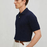 BIELLA Cable Knit Polo shown in a lifestyle setting, alternate view