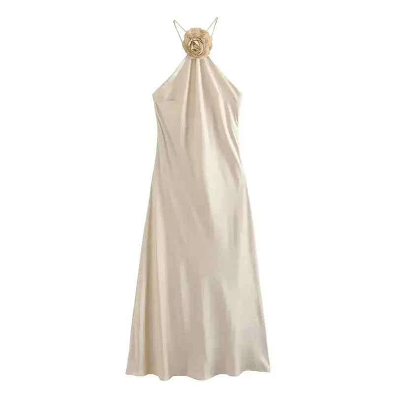 Front view of Champagne Bloom Dress