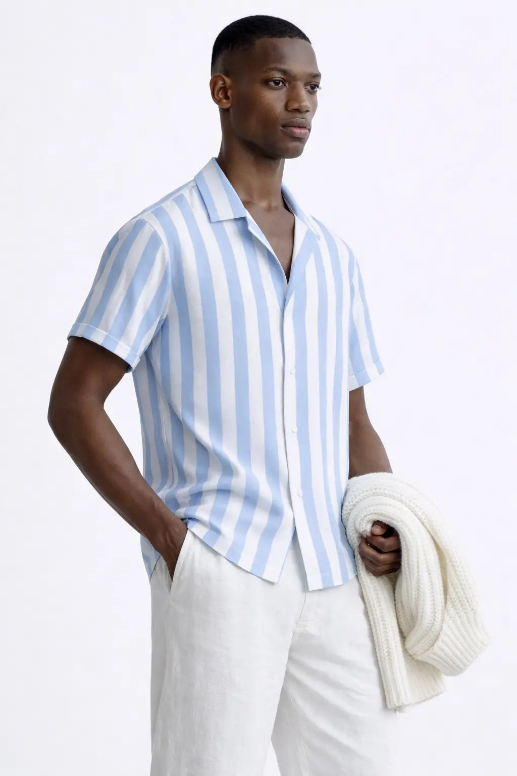 Blue Spritz Shirt shown in a lifestyle setting, alternate view