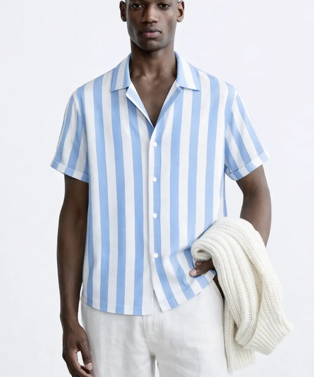 Blue Spritz Shirt shown in a lifestyle setting