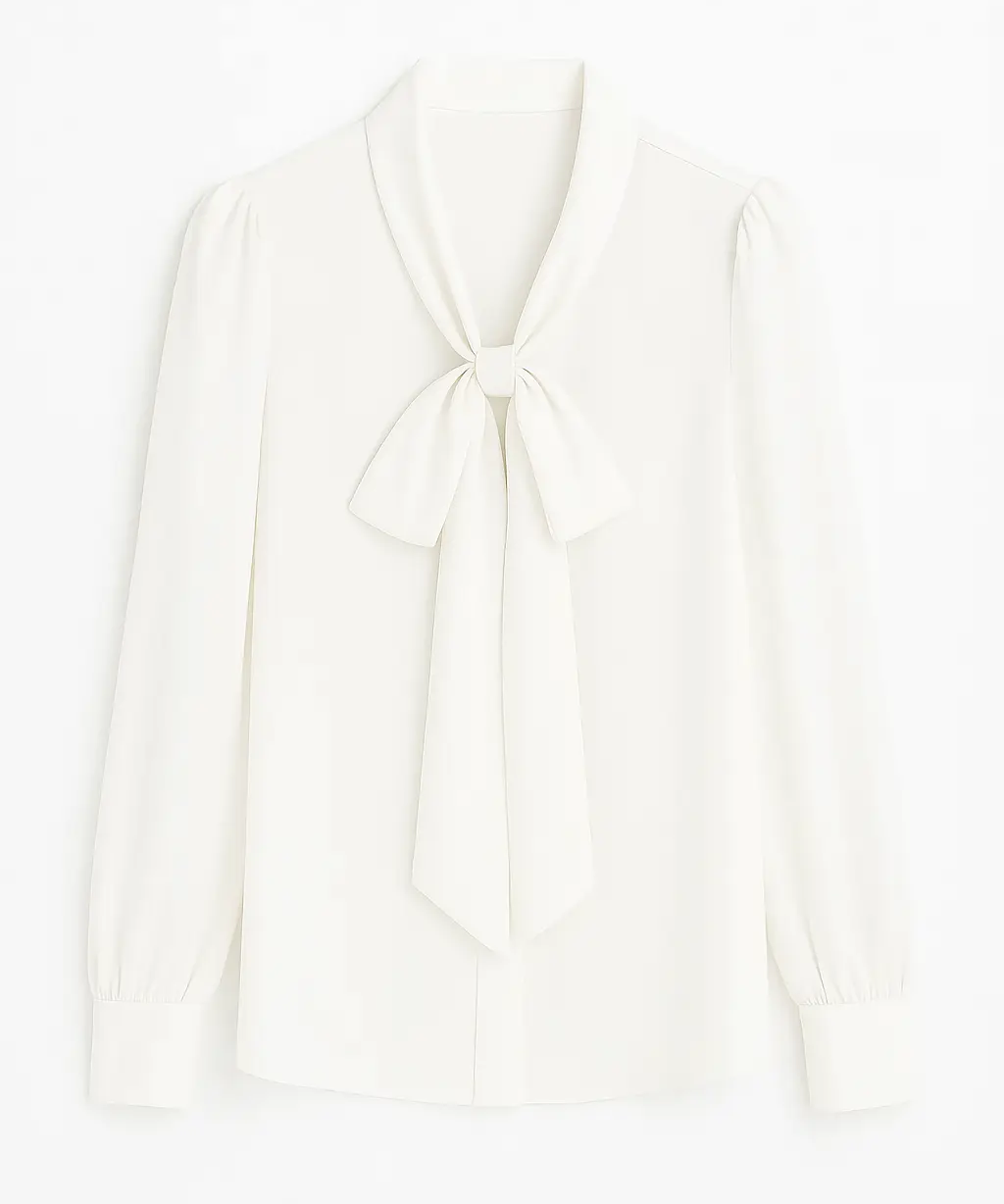 Front view of White Bow Blouse