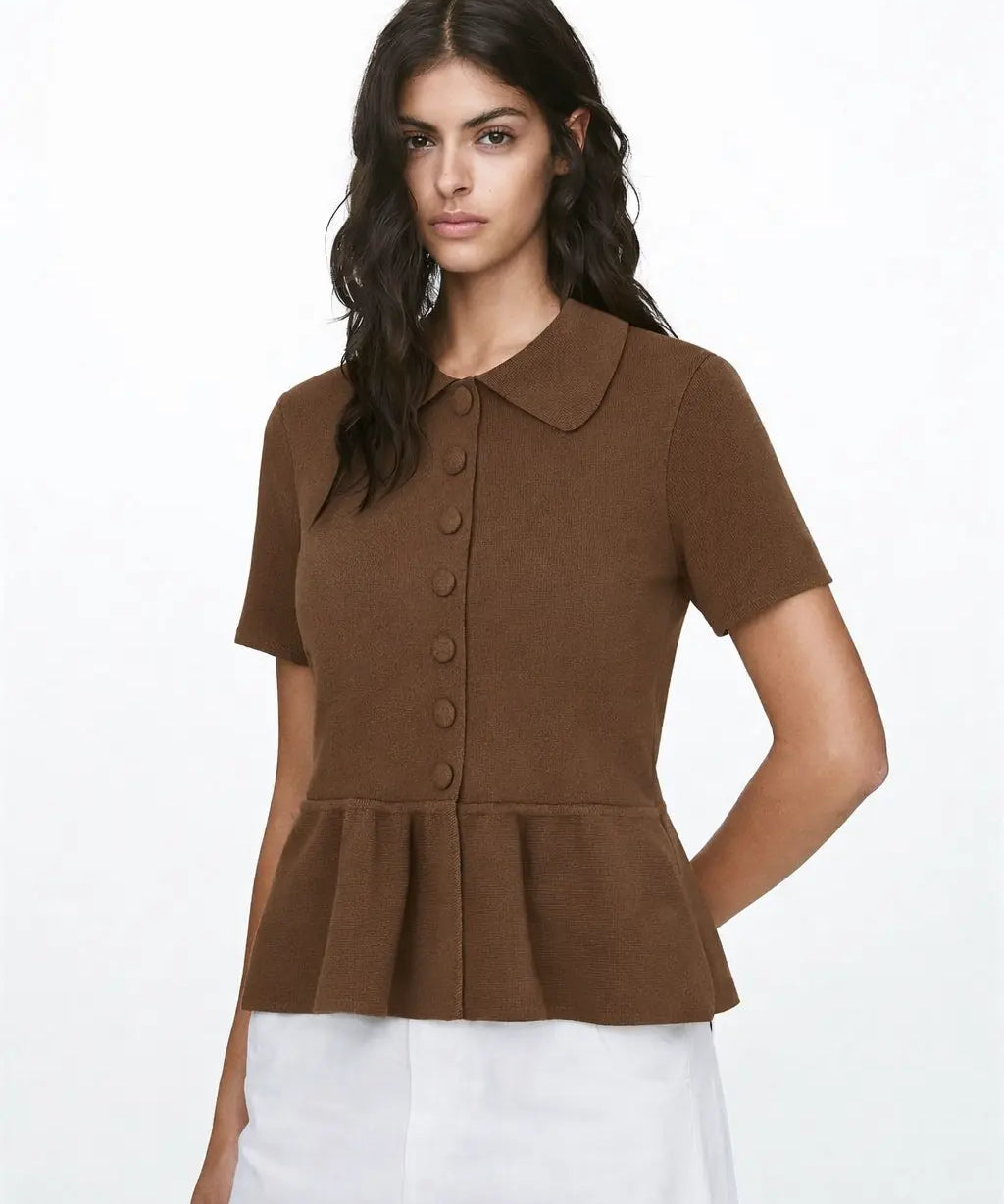 Bronze Breeze Top shown in a lifestyle setting