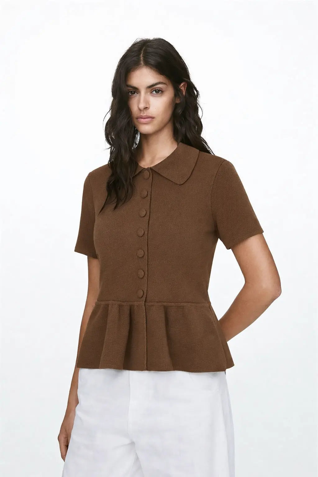 Bronze Breeze Top shown in a lifestyle setting