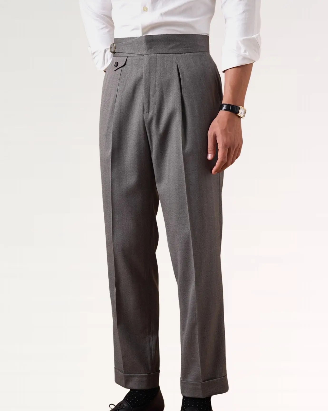 Close-up detail of Business Grey Trousers Herringbone
