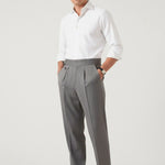 Business Grey Trousers Herringbone shown in a lifestyle setting, alternate view