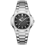 Front view of Silver/Black Business Wristwatch