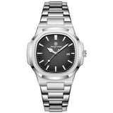 Front view of Silver/Black Business Wristwatch