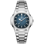 Front view of Silver/Blue Business Wristwatch