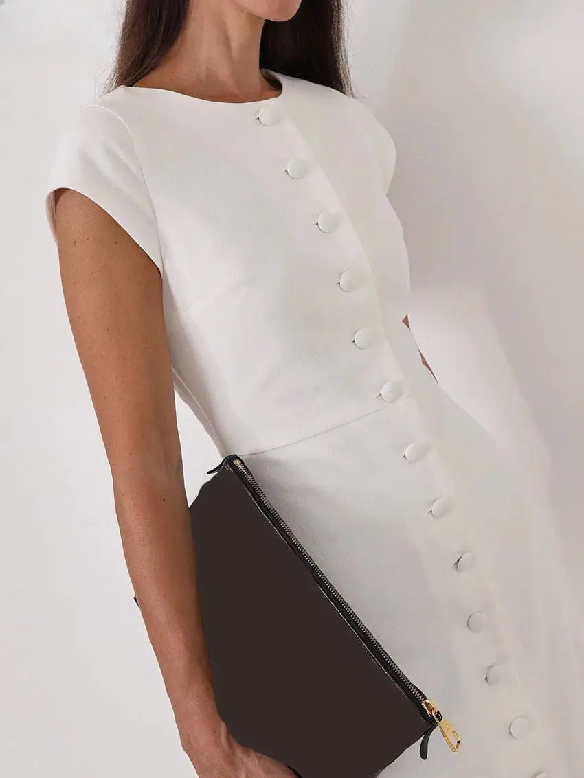 Close-up detail of Button Belle Dress
