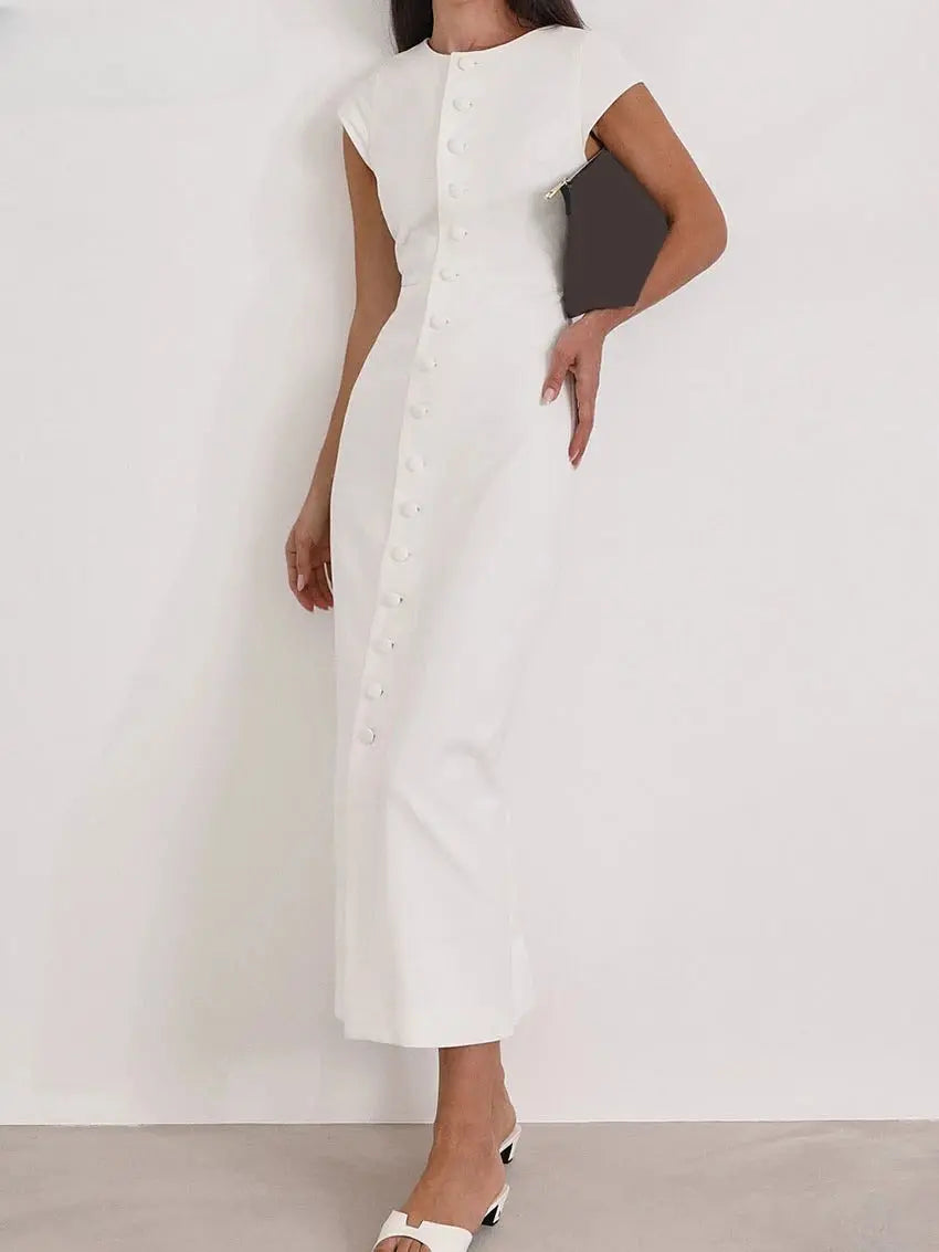 Button Belle Dress shown in a lifestyle setting
