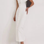 Button Belle Dress shown in a lifestyle setting