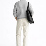 Back view of Cable Knit Half-Zip Sweater, alternate view