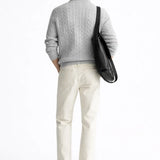 Back view of Cable Knit Half-Zip Sweater, alternate view