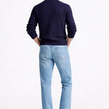 Back view of Cable Knit Half-Zip Sweater