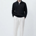 Front view of Cable Knit Half-Zip Sweater, alternate view