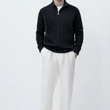 Front view of Cable Knit Half-Zip Sweater, alternate view