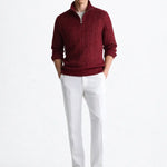 Front view of Cable Knit Half-Zip Sweater