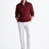 Front view of Cable Knit Half-Zip Sweater