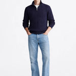 Cable Knit Half-Zip Sweater shown in a lifestyle setting