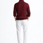 Side view of Cable Knit Half-Zip Sweater, close up