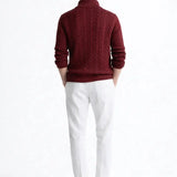 Side view of Cable Knit Half-Zip Sweater, close up